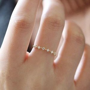 Dainty Gold Plated Sterling Silver Thin CZ Ring